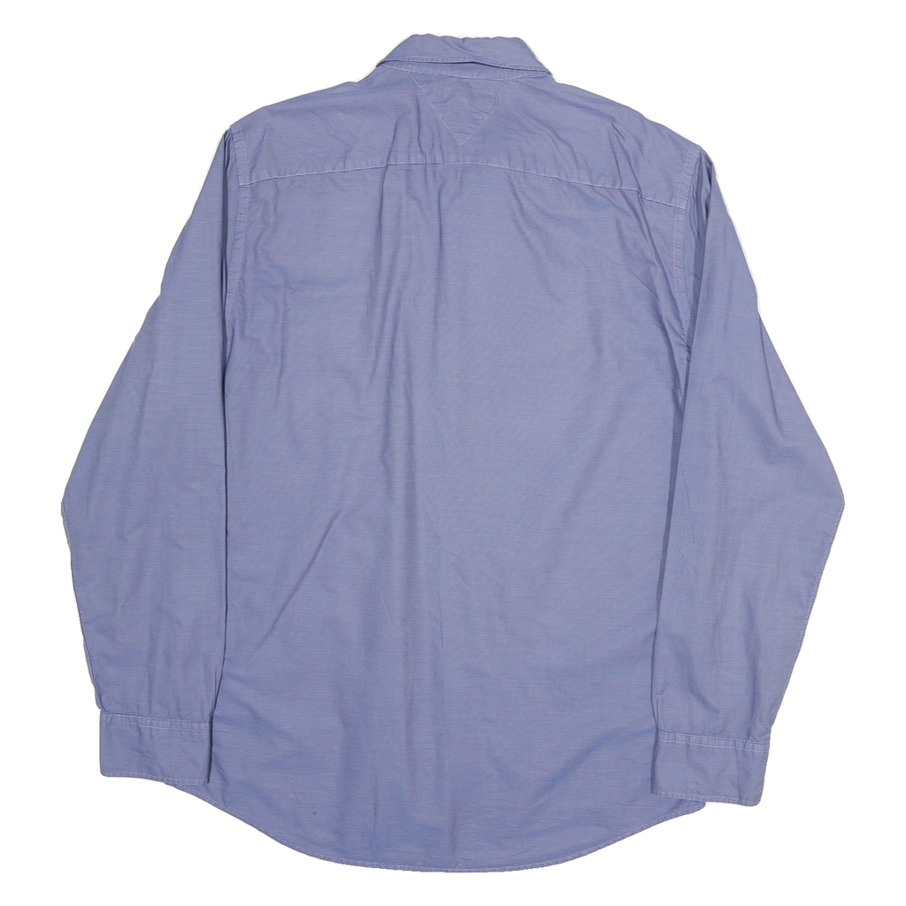 TOMMY HILFIGER Mens Blue Plain Shirt XL Cotton Blend Long Sleeve Classic Fit