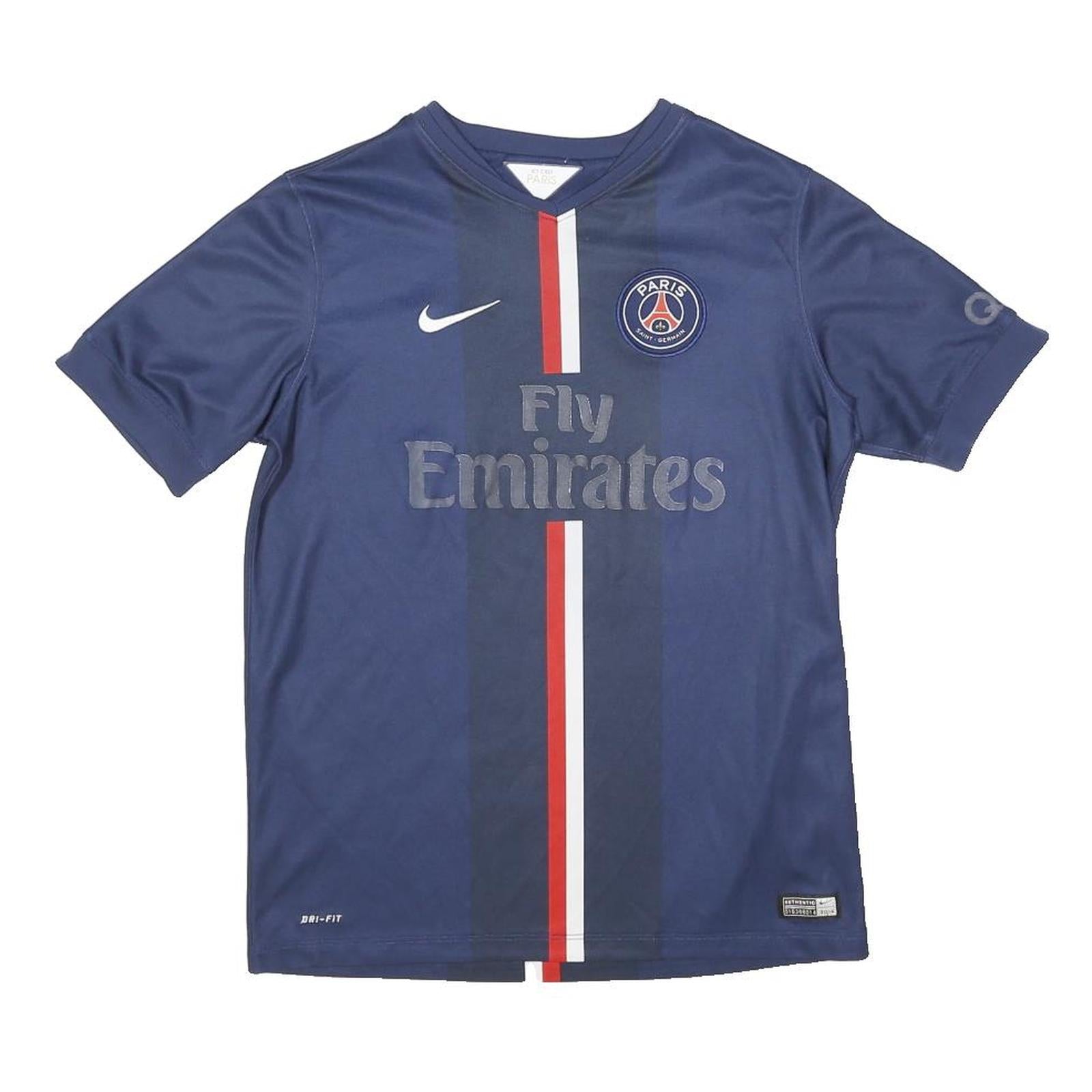 NIKE Boys Blue Paris Saint Germain Football Shirt 14Y Short Sleeve Crew Neck