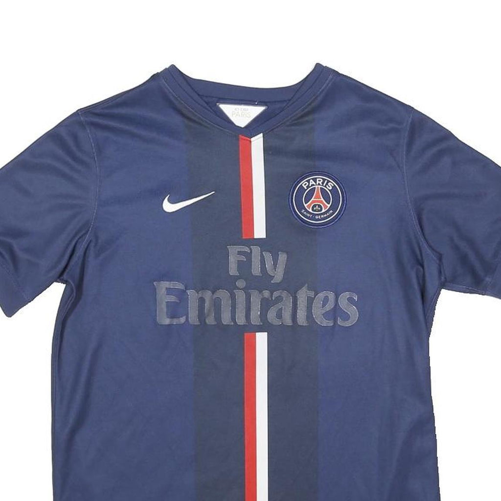 NIKE Boys Blue Paris Saint Germain Football Shirt 14Y Short Sleeve Crew Neck