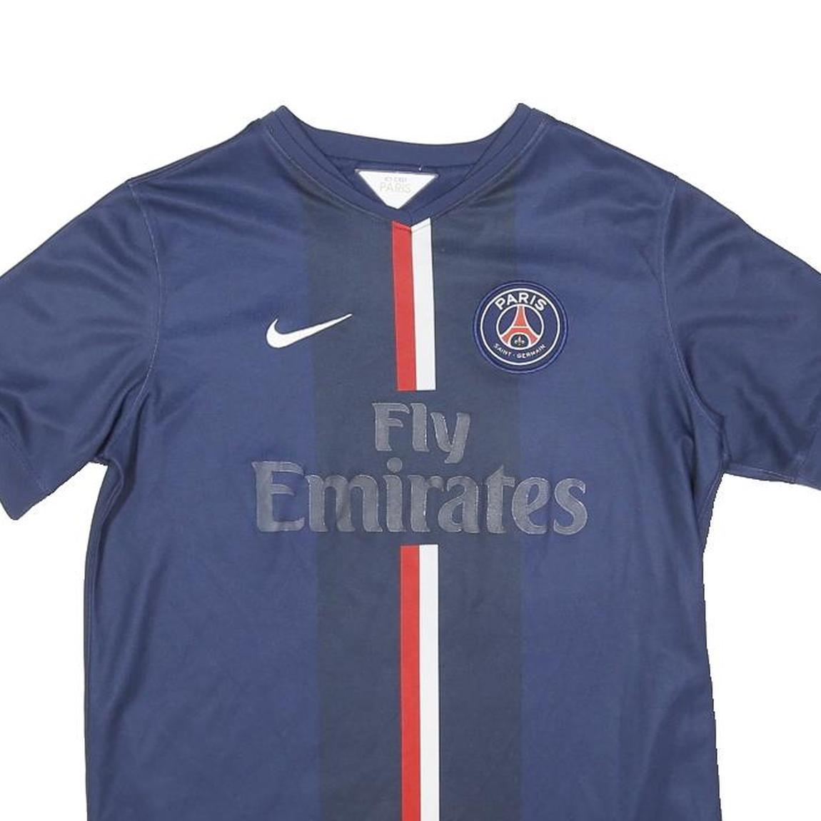 NIKE Boys Blue Paris Saint Germain Football Shirt 14Y Short Sleeve Crew Neck