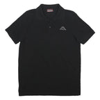 KAPPA Mens Black Short Sleeve Plain L Logo Cotton Polo Shirt Casual Basic