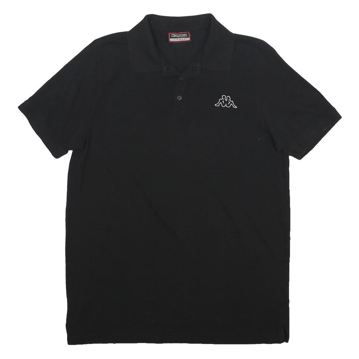 KAPPA Mens Black Short Sleeve Plain L Logo Cotton Polo Shirt Casual Basic