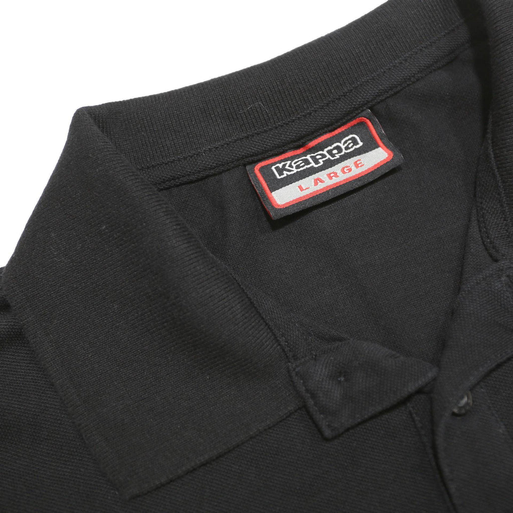 KAPPA Mens Black Short Sleeve Plain L Logo Cotton Polo Shirt Casual Basic