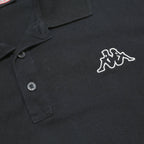 KAPPA Mens Black Short Sleeve Plain L Logo Cotton Polo Shirt Casual Basic