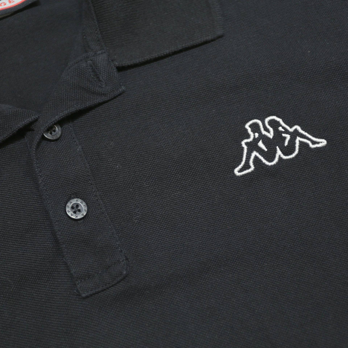 KAPPA Mens Black Short Sleeve Plain L Logo Cotton Polo Shirt Casual Basic
