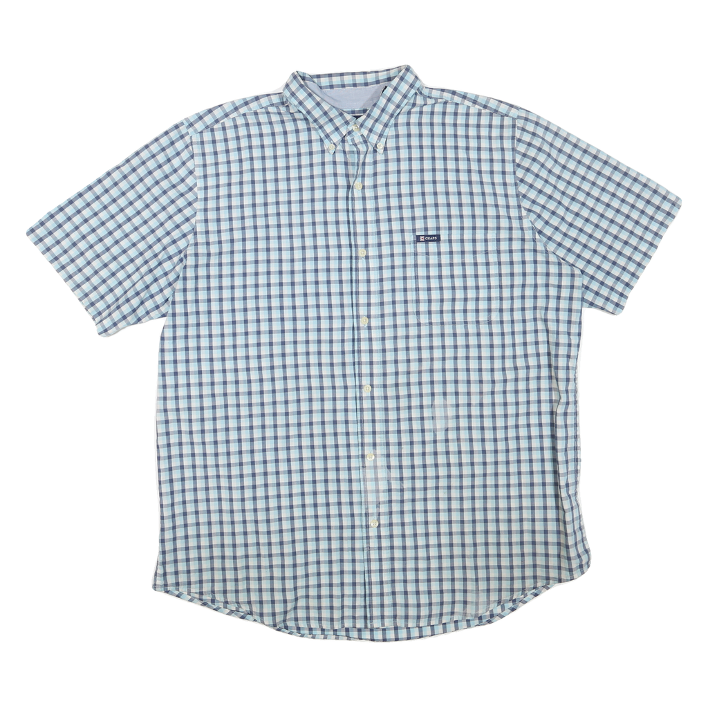 CHAPS Mens Blue & White Checked Shirt XL Casual Cotton Blend Button Down