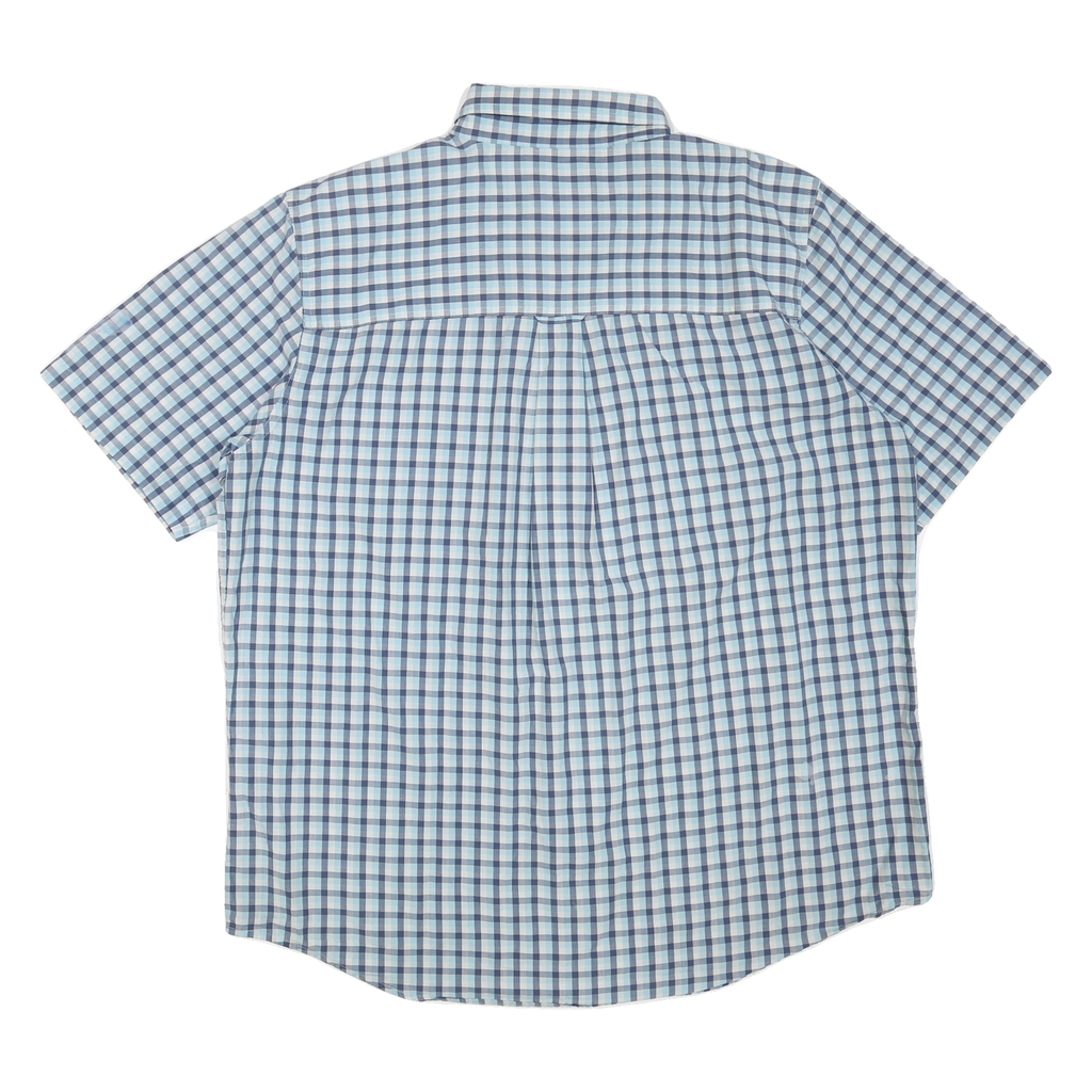 CHAPS Mens Blue & White Checked Shirt XL Casual Cotton Blend Button Down
