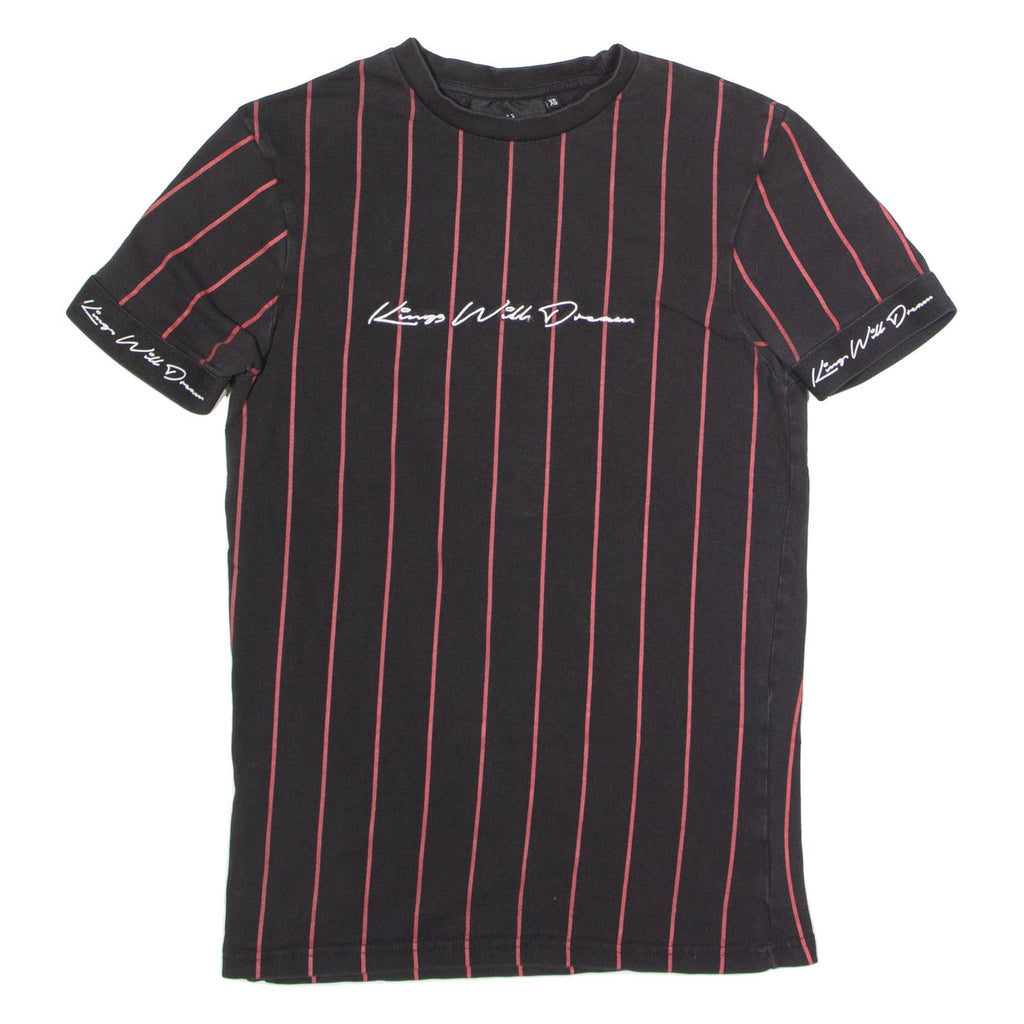 KINGS WILL DREAM Striped Mens T-Shirt Black Crew Neck XS