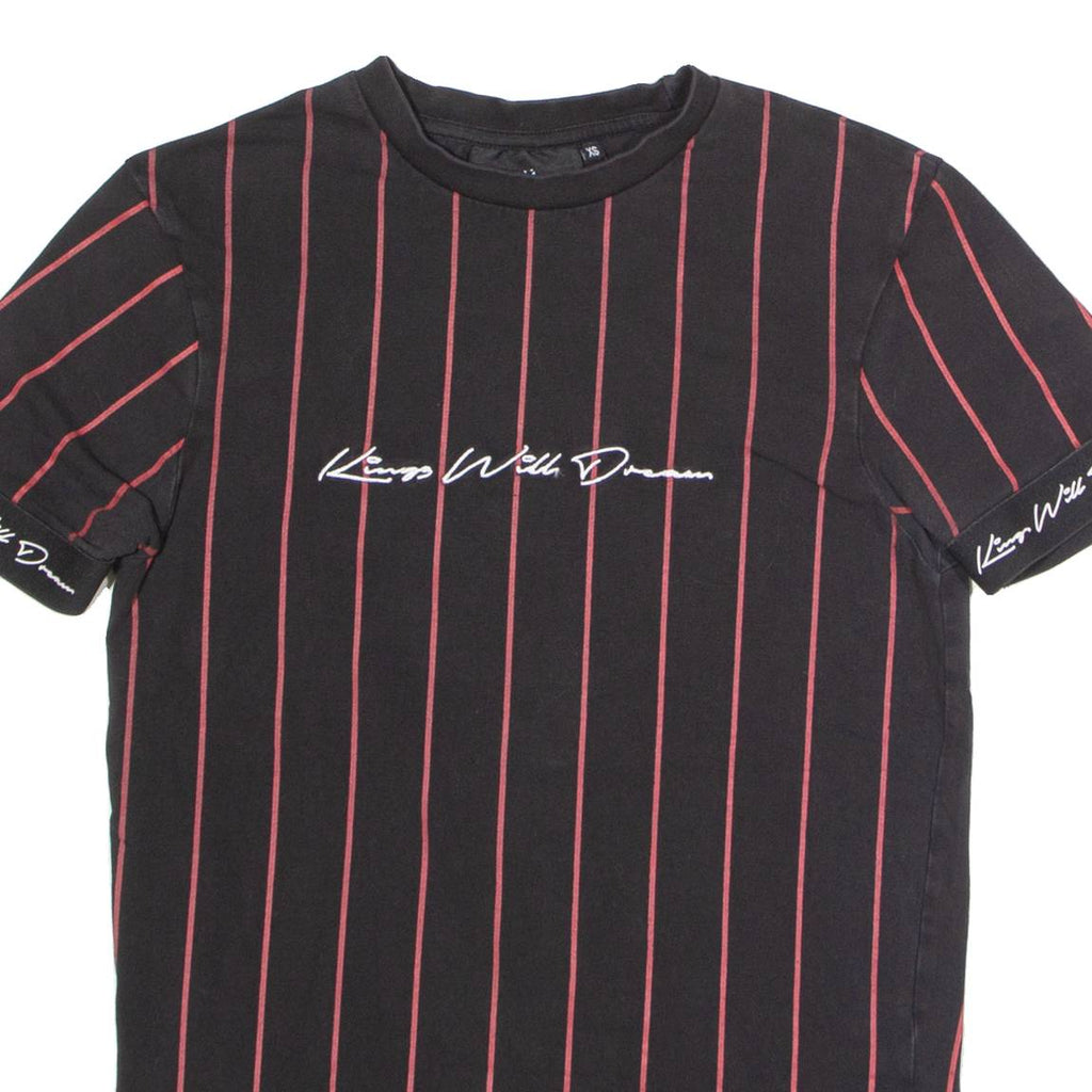 KINGS WILL DREAM Striped Mens T-Shirt Black Crew Neck XS