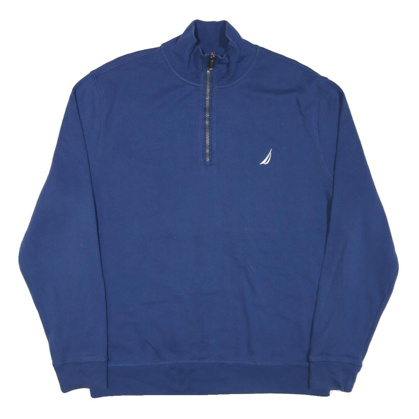 NAUTICA Mens Blue Half Zip XL Cotton Blend Sweatshirt Casual Pullover