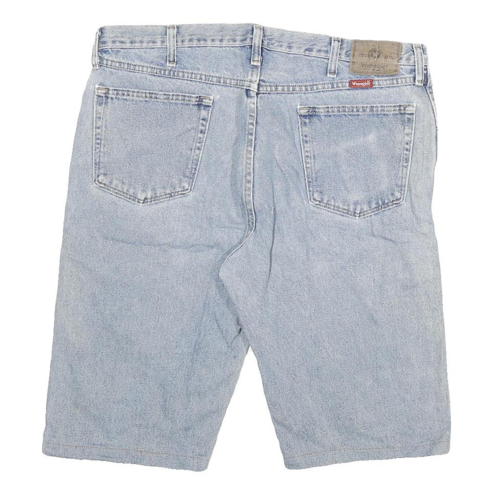 WRANGLER Mens Shorts Blue Denim Casual 2XL W36 Cotton Blend Classic Fit