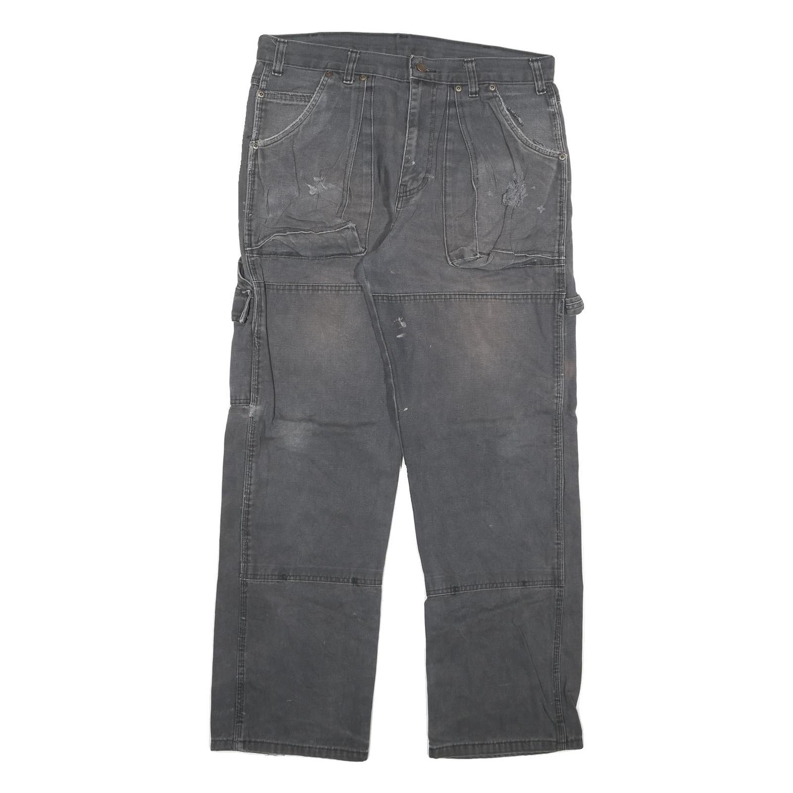 DICKIES Mens Regular Fit Straight Leg Denim Dark Grey Jeans W34 L30 Workwear