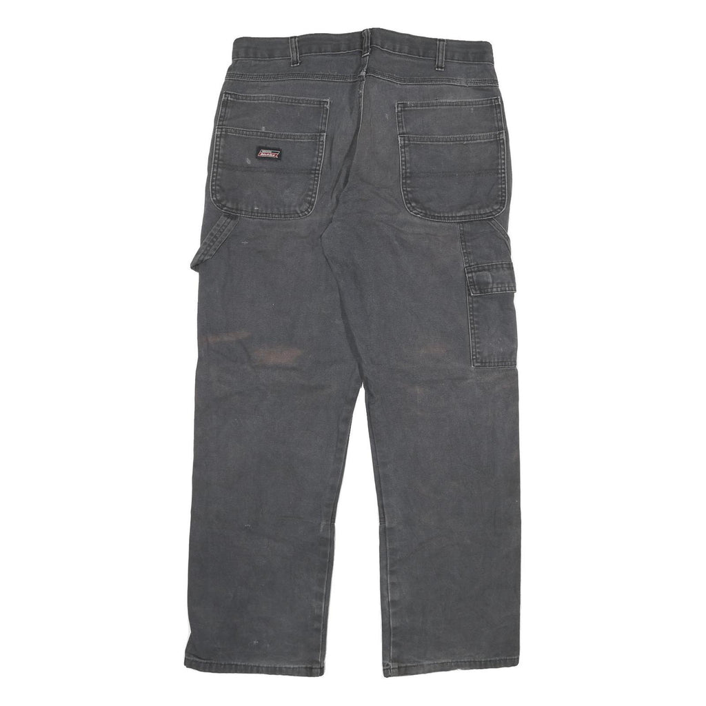 DICKIES Mens Regular Fit Straight Leg Denim Dark Grey Jeans W34 L30 Workwear