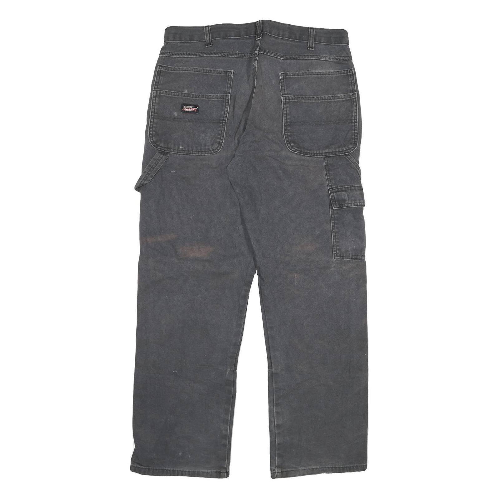 DICKIES Mens Regular Fit Straight Leg Denim Dark Grey Jeans W34 L30 Workwear