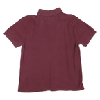 TOMMY HILFIGER Mens Maroon Short Sleeve Plain Polo Shirt L Cotton Blend Classic