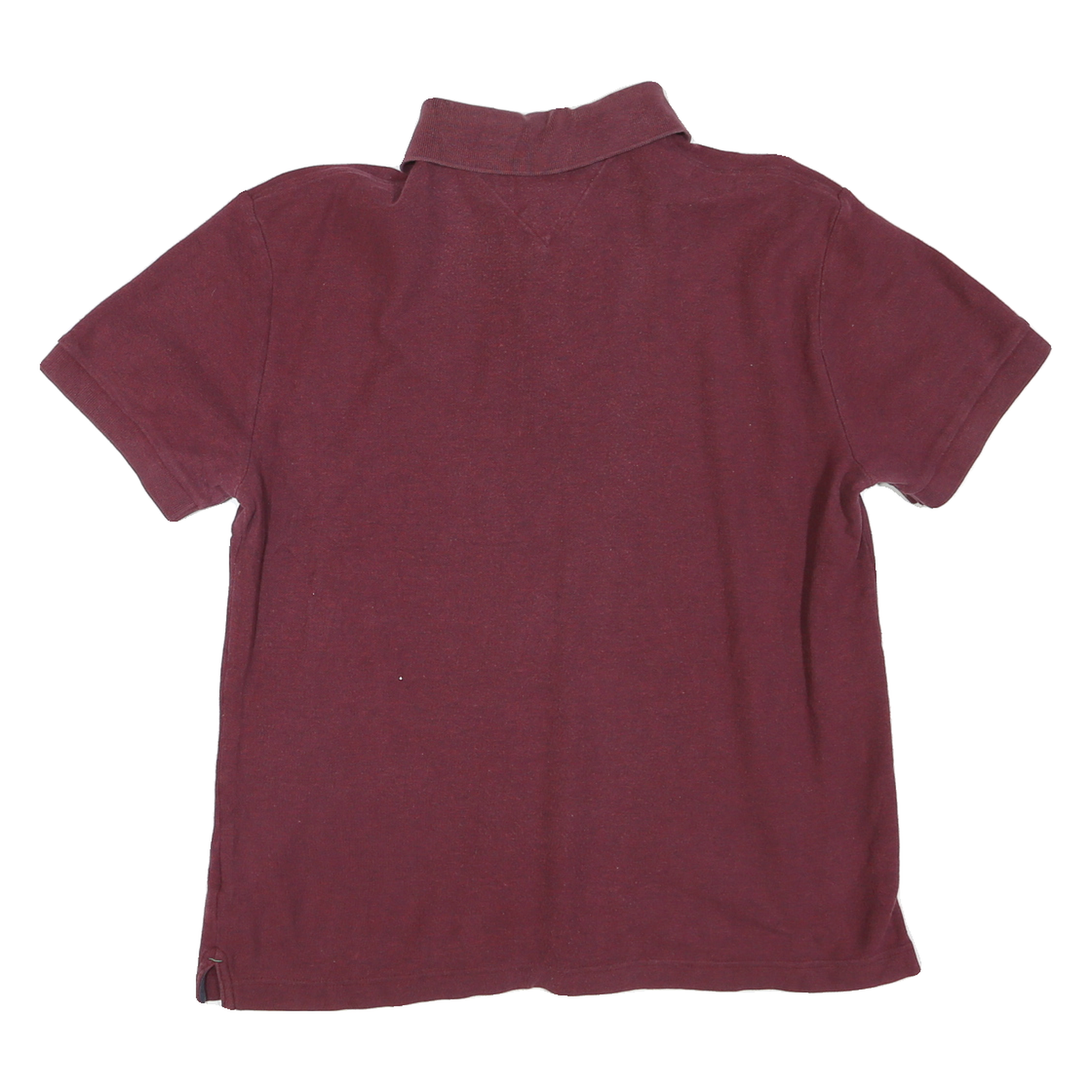 TOMMY HILFIGER Mens Maroon Short Sleeve Plain Polo Shirt L Cotton Blend Classic