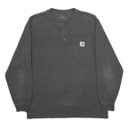 CARHARTT Mens Grey Long Sleeve Henley M Cotton Blend Casual Workwear Shirt