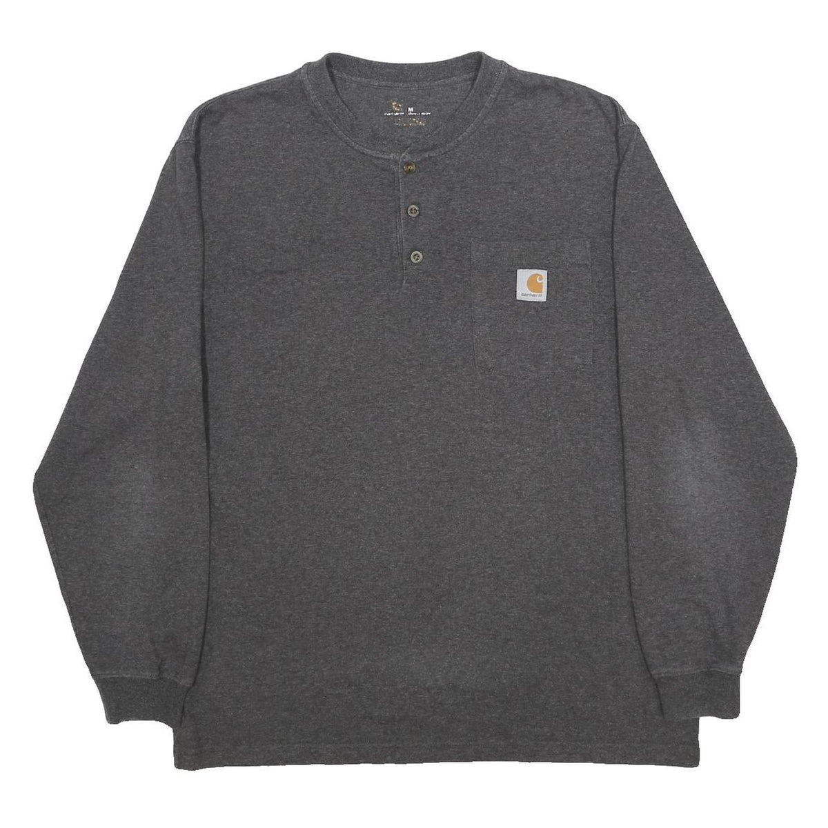 CARHARTT Mens Grey Long Sleeve Henley M Cotton Blend Casual Workwear Shirt