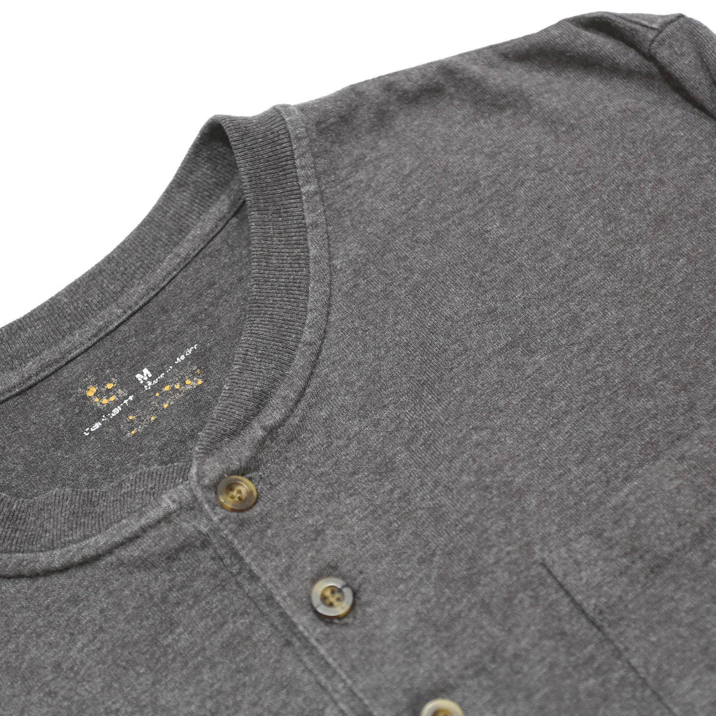 CARHARTT Mens Grey Long Sleeve Henley M Cotton Blend Casual Workwear Shirt