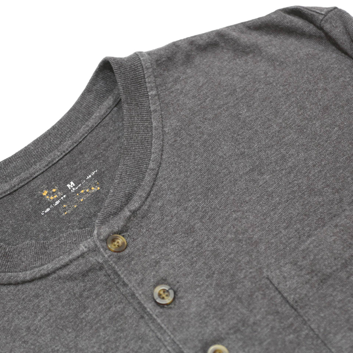 CARHARTT Mens Grey Long Sleeve Henley M Cotton Blend Casual Workwear Shirt