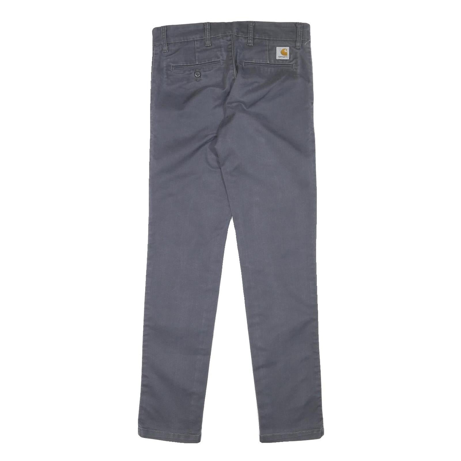 CARHARTT Mens Cotton Blend Grey Slim Straight Trousers W29 L32 Casual Workwear