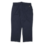 DICKIES Mens Relaxed Cotton Blend Navy Straight Trousers W40 L30 Workwear