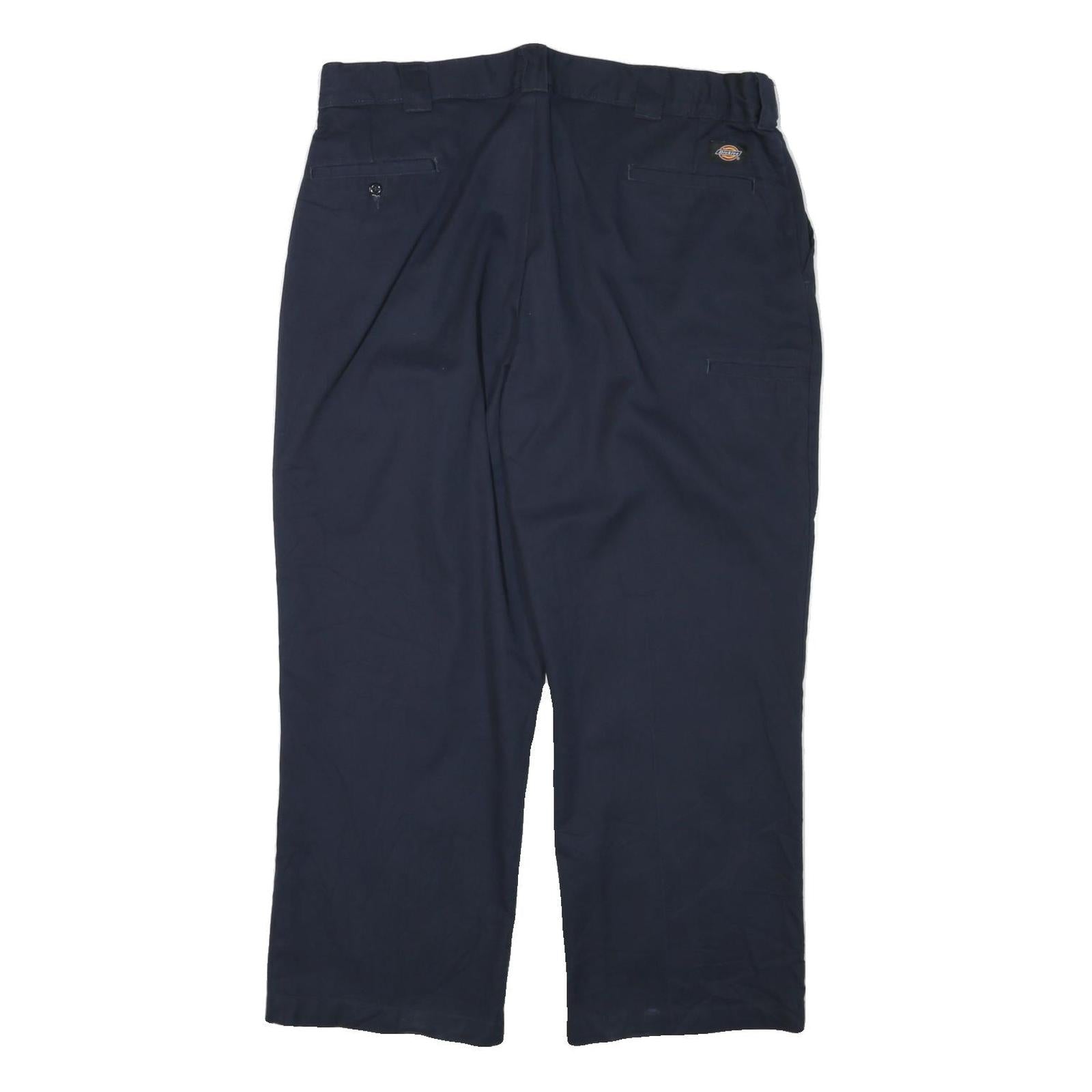DICKIES Mens Relaxed Cotton Blend Navy Straight Trousers W40 L30 Workwear