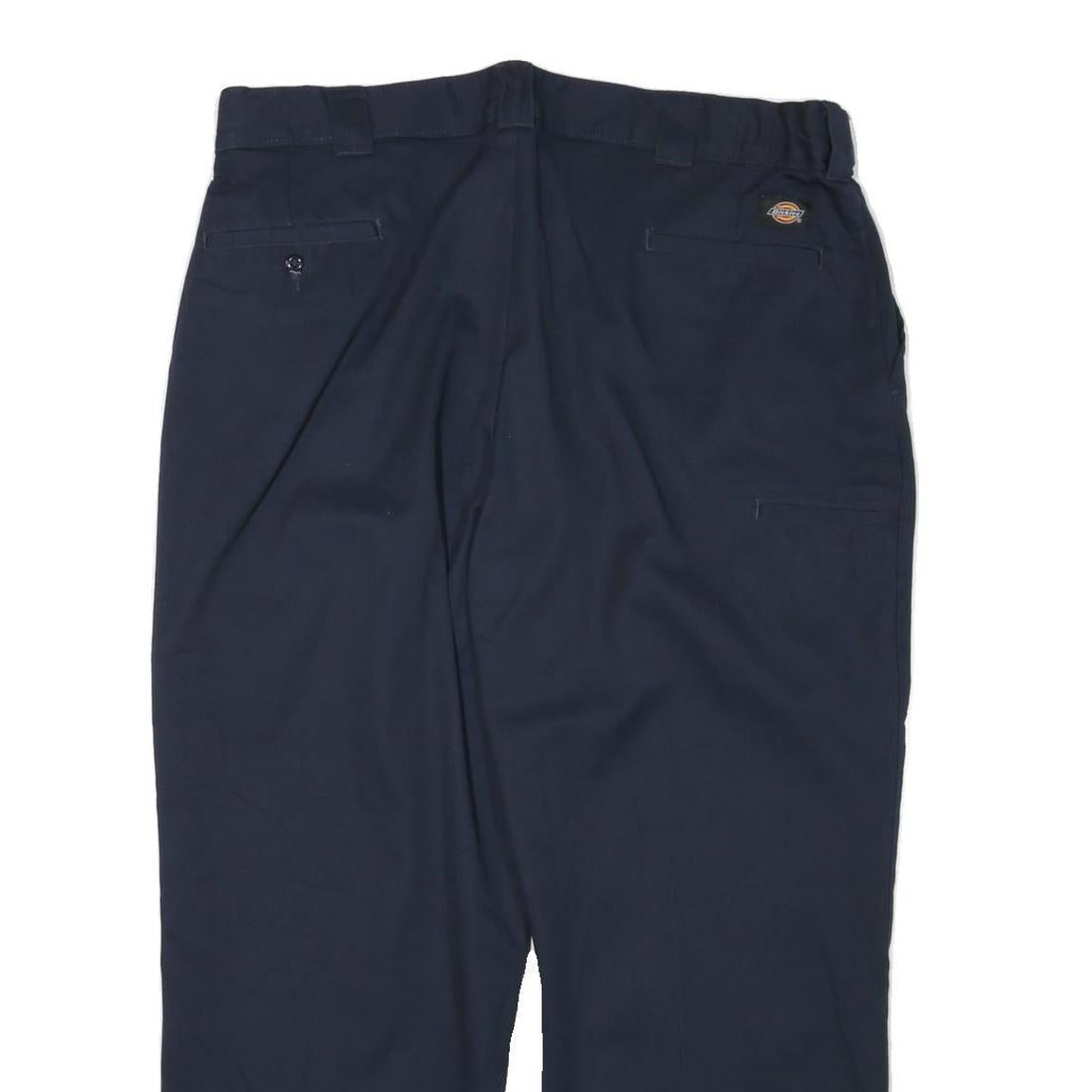 DICKIES Mens Relaxed Cotton Blend Navy Straight Trousers W40 L30 Workwear
