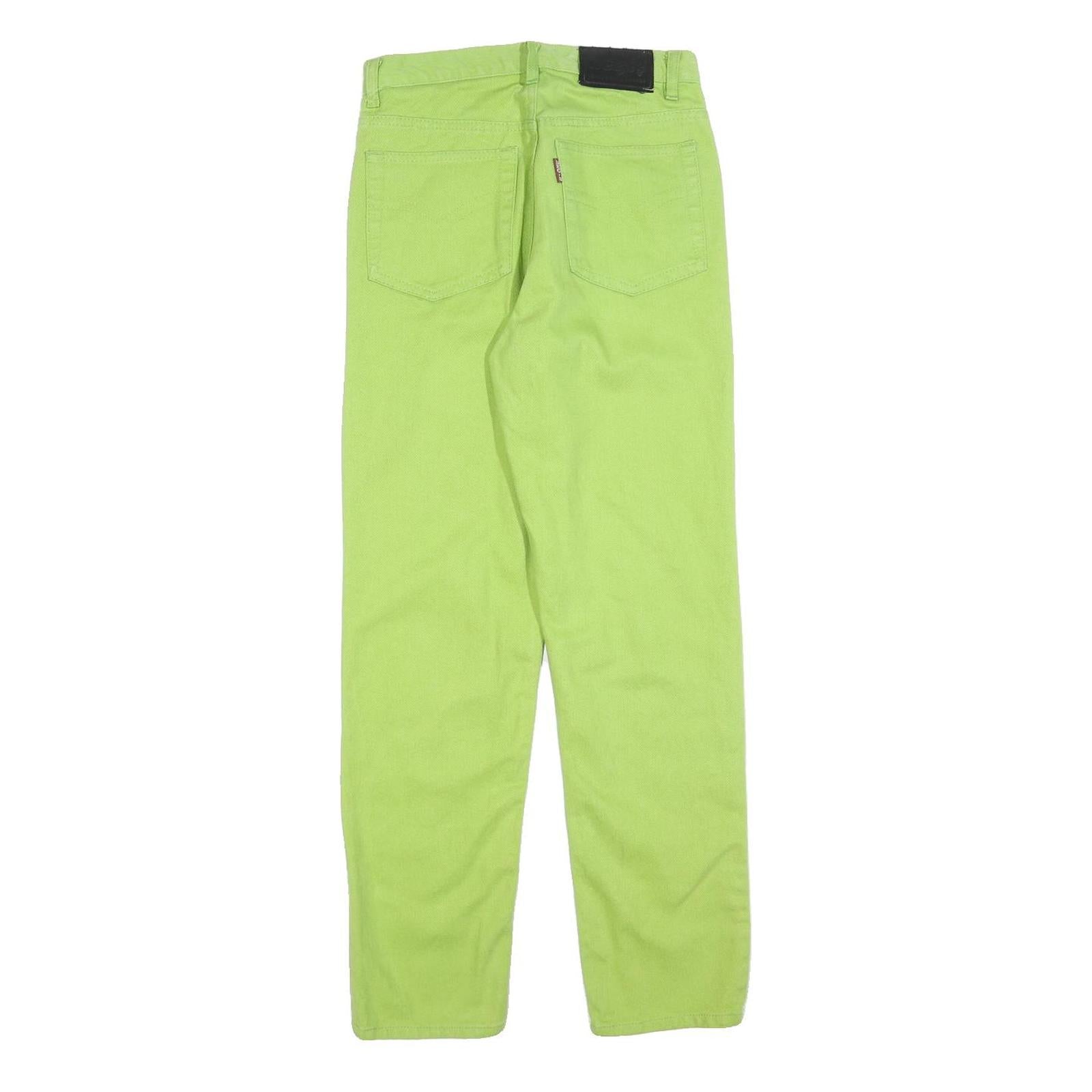 NEGIS Womens Jeans Green Regular Straight Denim W26 L28 Zip Cotton Blend