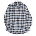 JACHS Mens Blue & Cream Check Shirt M Casual Cotton Blend Long Sleeve Button