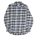 JACHS Mens Blue & Cream Check Shirt M Casual Cotton Blend Long Sleeve Button