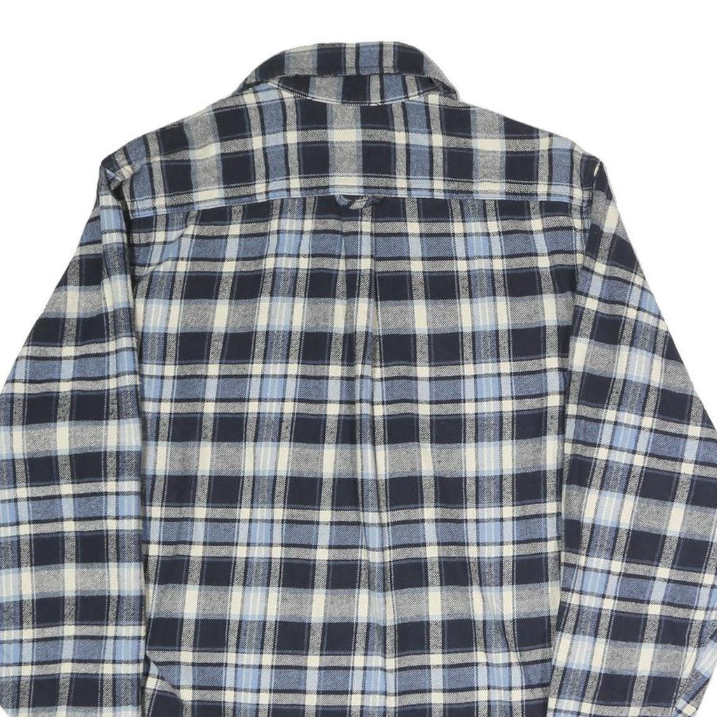 JACHS Mens Blue & Cream Check Shirt M Casual Cotton Blend Long Sleeve Button