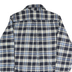 JACHS Mens Blue & Cream Check Shirt M Casual Cotton Blend Long Sleeve Button