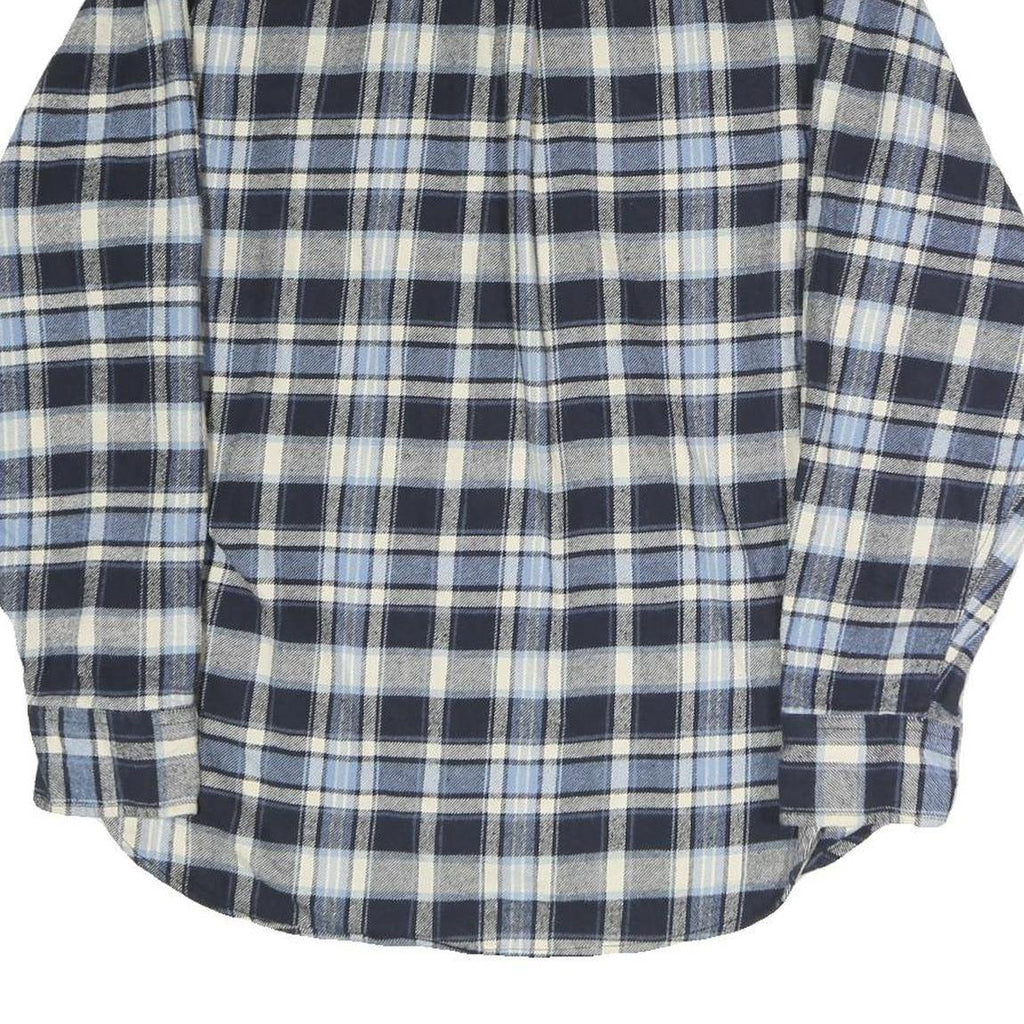 JACHS Mens Blue & Cream Check Shirt M Casual Cotton Blend Long Sleeve Button