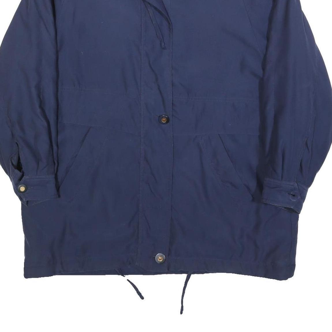 GREENVILLAGE Womens Blue Jacket L Polyester Blend Plain Zip Classic Fit Casual