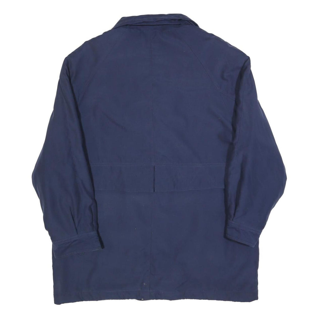 GREENVILLAGE Womens Blue Jacket L Polyester Blend Plain Zip Classic Fit Casual