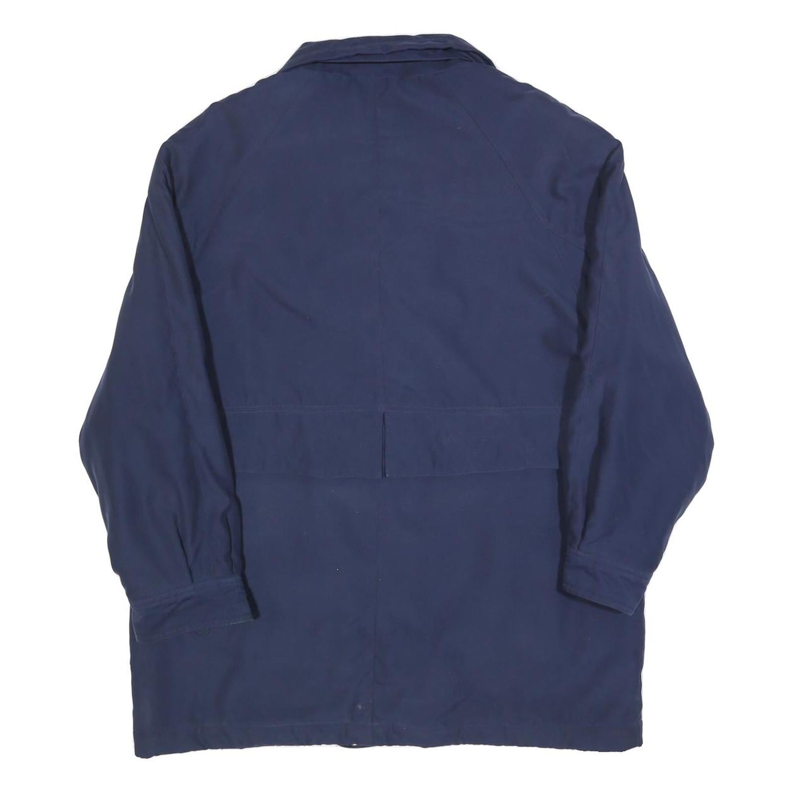 GREENVILLAGE Womens Blue Jacket L Polyester Blend Plain Zip Classic Fit Casual