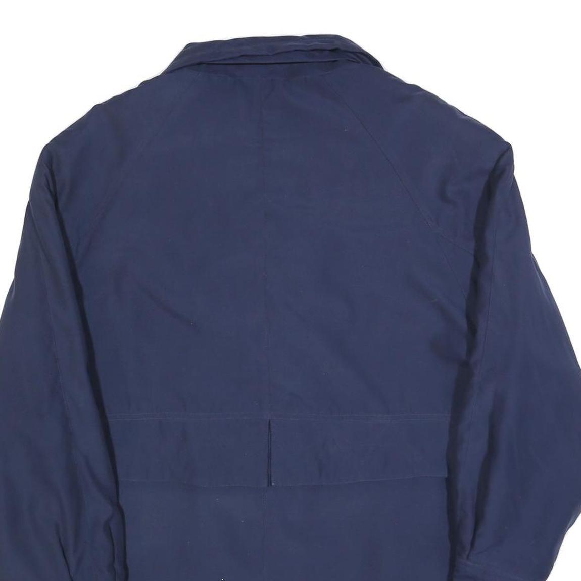 GREENVILLAGE Womens Blue Jacket L Polyester Blend Plain Zip Classic Fit Casual