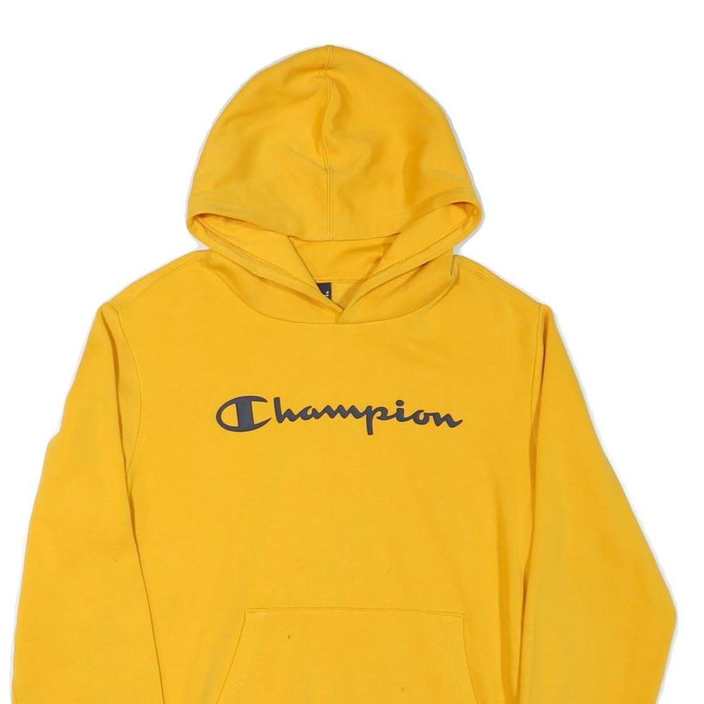CHAMPION Boys Yellow Hoodie 2XL Cotton Blend Pullover Sportswear Casual