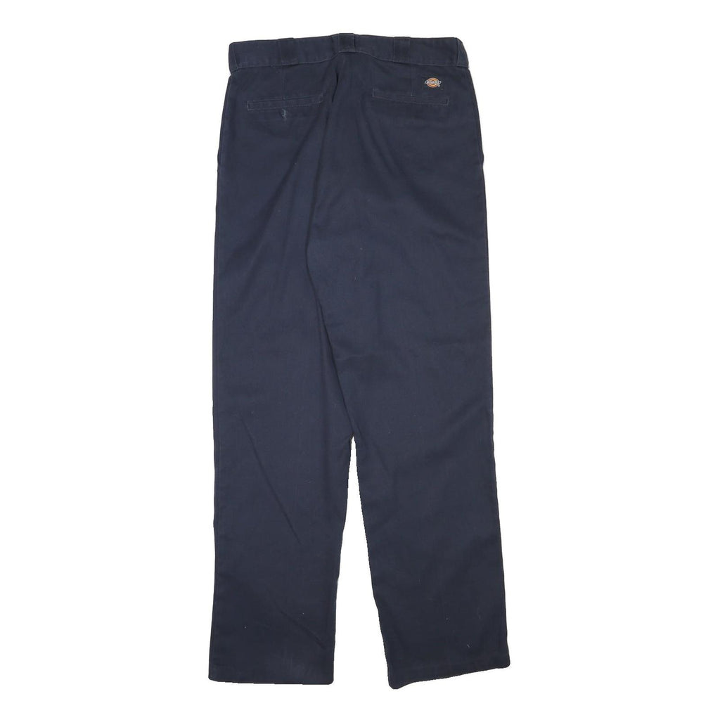 DICKIES Mens Regular Navy Blue Cotton Blend Zip Trousers W33 L33 Workwear