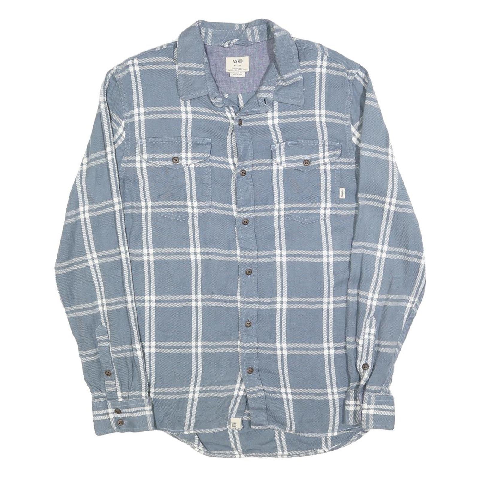 VANS Mens Blue & White Check Shirt M Cotton Blend Casual Button Down
