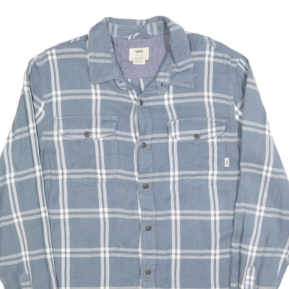 VANS Mens Blue & White Check Shirt M Cotton Blend Casual Button Down