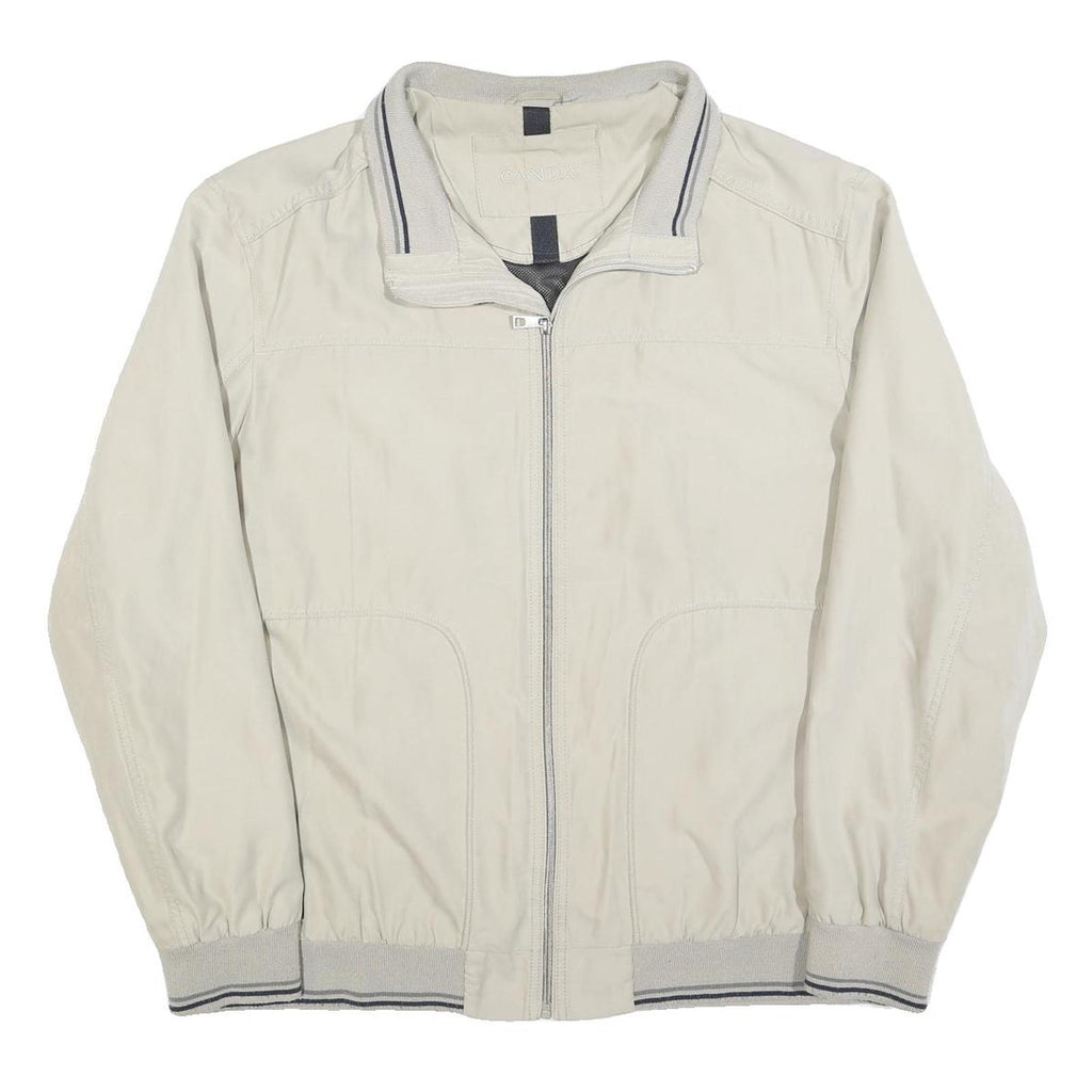 CANDA Mens Cream Jacket XL Polyester Blend Plain Zip Closure Casual Urban Style