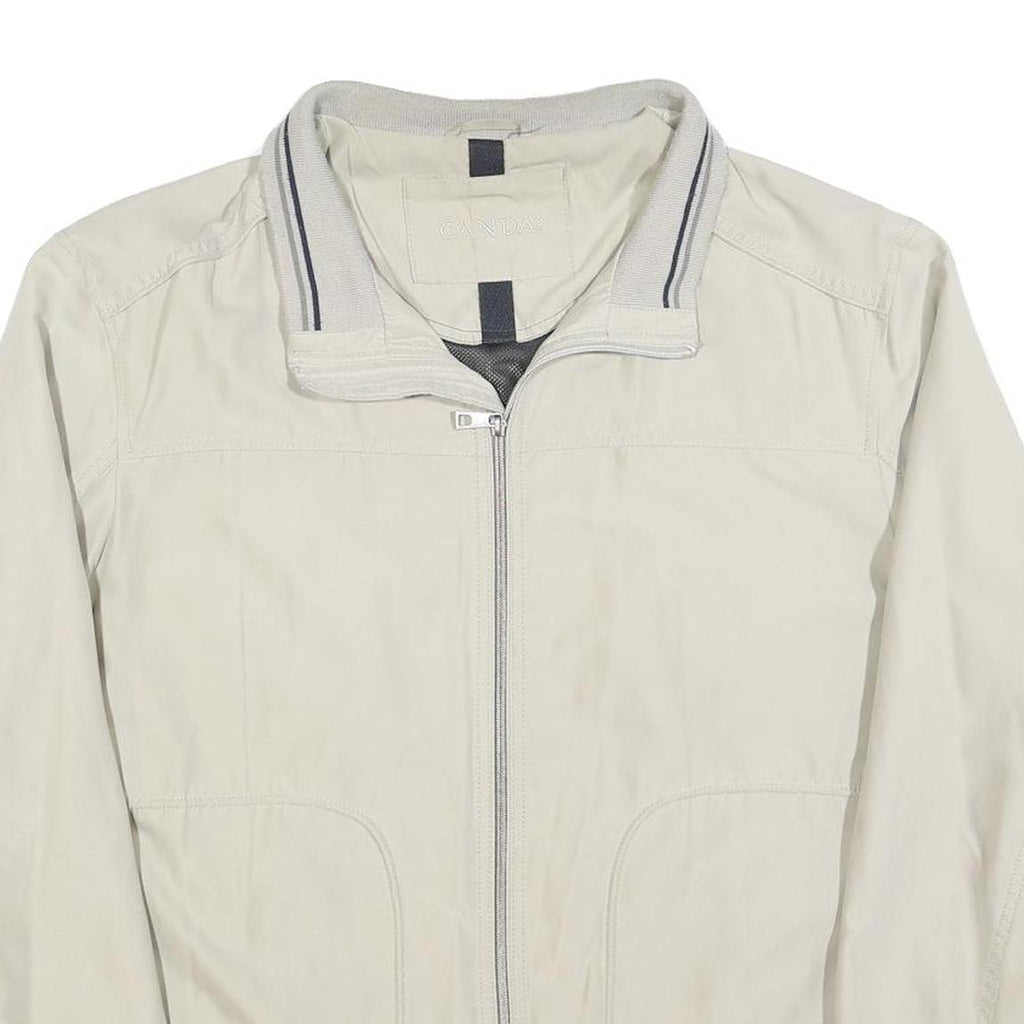 CANDA Mens Cream Jacket XL Polyester Blend Plain Zip Closure Casual Urban Style