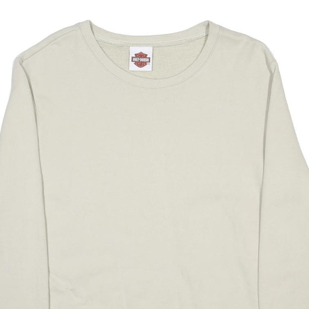 HARLEY DAVIDSON Womens Cream Sweatshirt Crew Neck M Cotton Blend Pullover