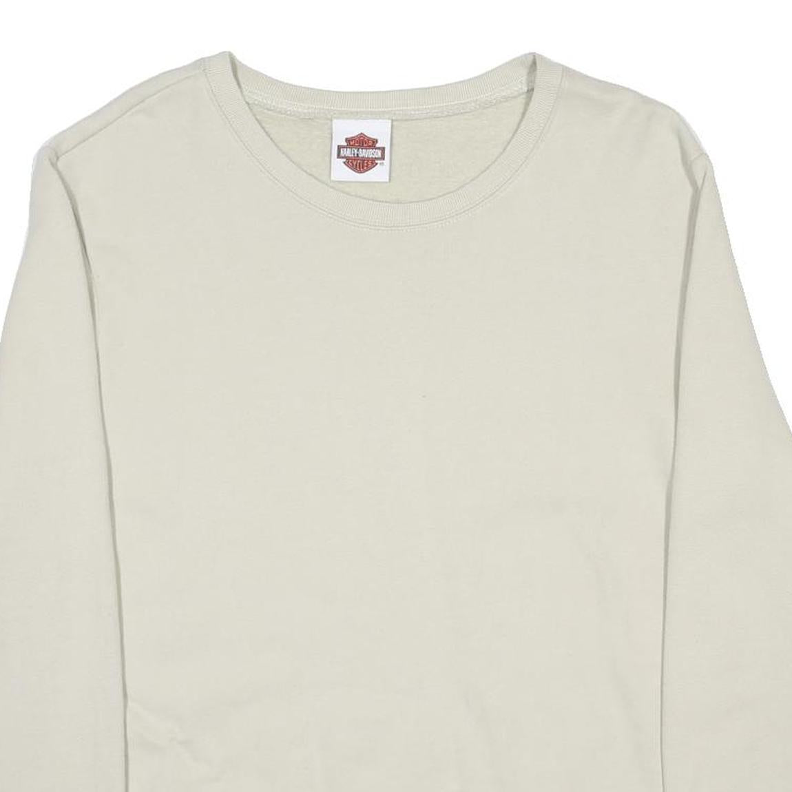 HARLEY DAVIDSON Womens Cream Sweatshirt Crew Neck M Cotton Blend Pullover
