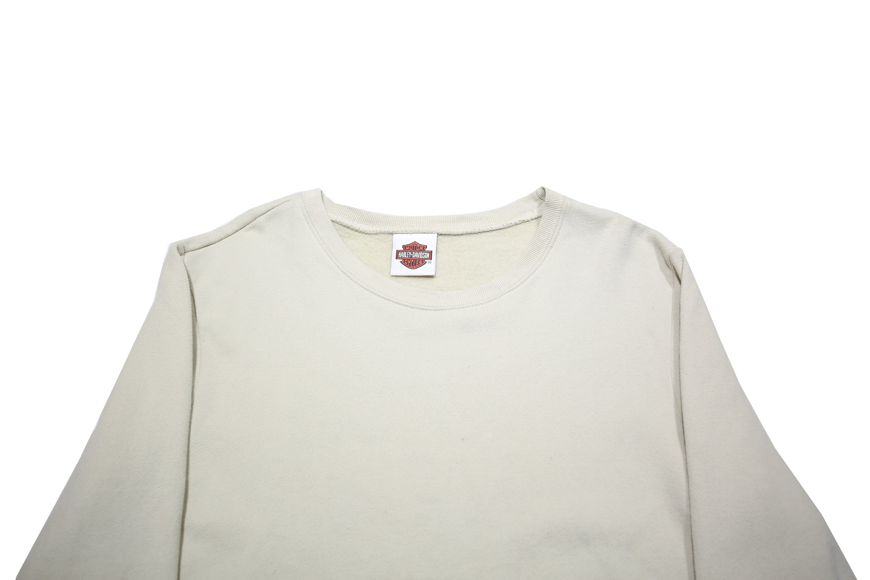 HARLEY DAVIDSON Womens Cream Sweatshirt Crew Neck M Cotton Blend Pullover