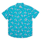 PARTY PANTS Mens Hawaiian Shirt Blue Crazy Pattern S