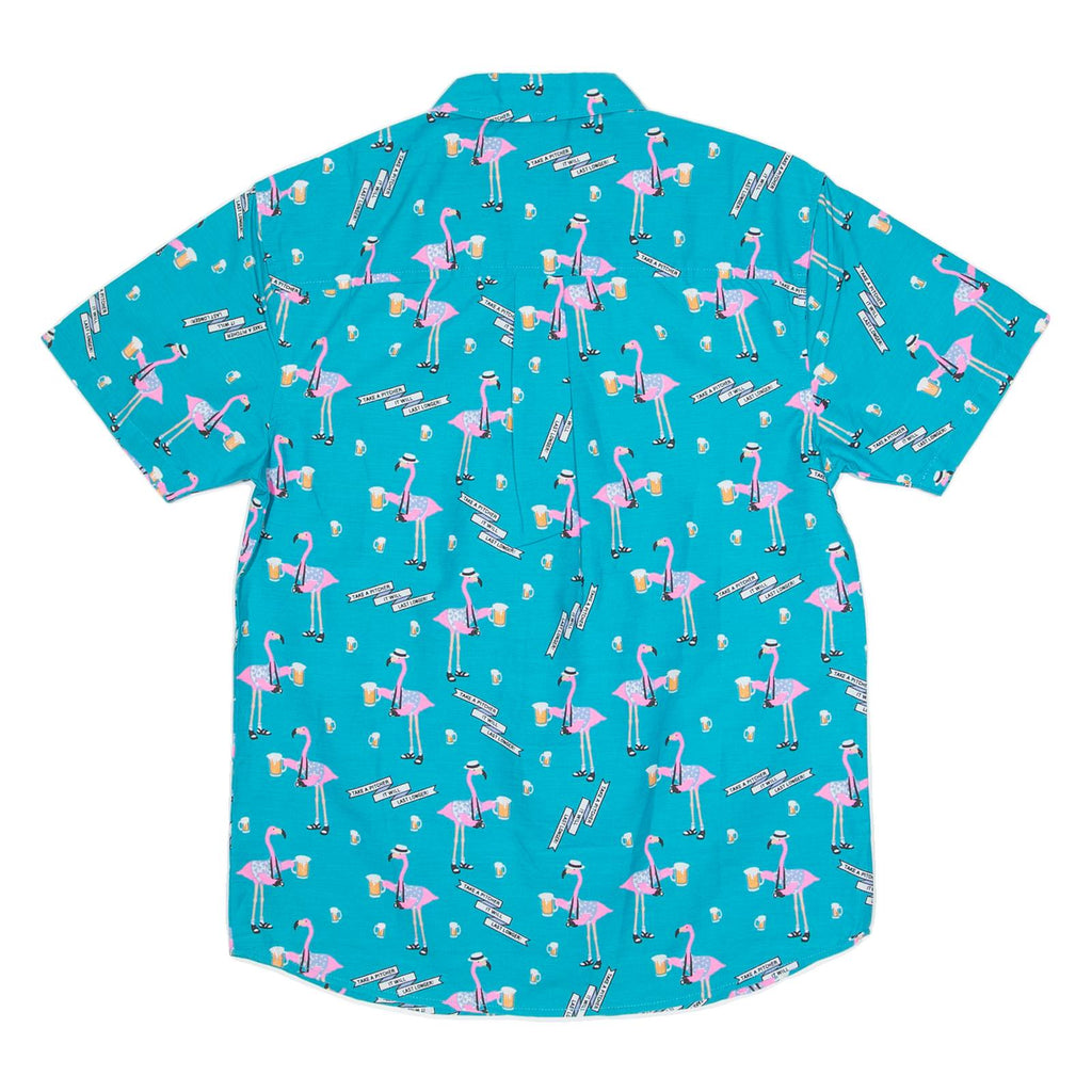 PARTY PANTS Mens Hawaiian Shirt Blue Crazy Pattern S
