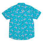 PARTY PANTS Mens Hawaiian Shirt Blue Crazy Pattern S